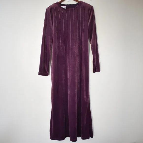 strapless open back dress Purple Velvet V-Neck Dress  fringe co